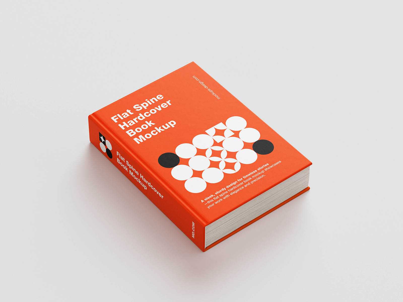 Flat spine hardcover book mockup set