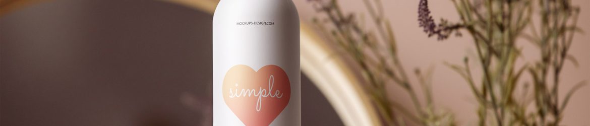 Flip top bottle with decorations mockup