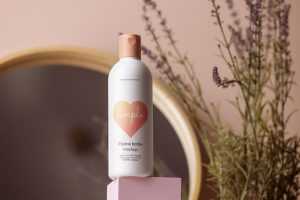 Flip top bottle with decorations mockup