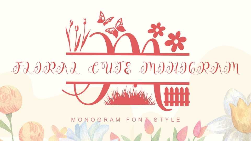 Floral Cute Monogram Font › Fontesk