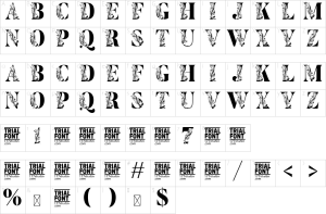 Mapa de caracteres da fonte Flower Display Font