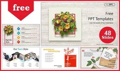 Flowers Red Frame PowerPoint Templates