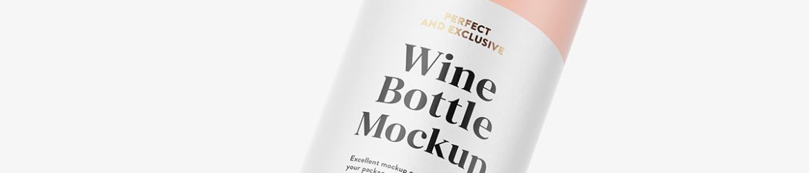 Flying frosted wine bottle mockup