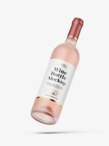 Flying frosted wine bottle mockup
