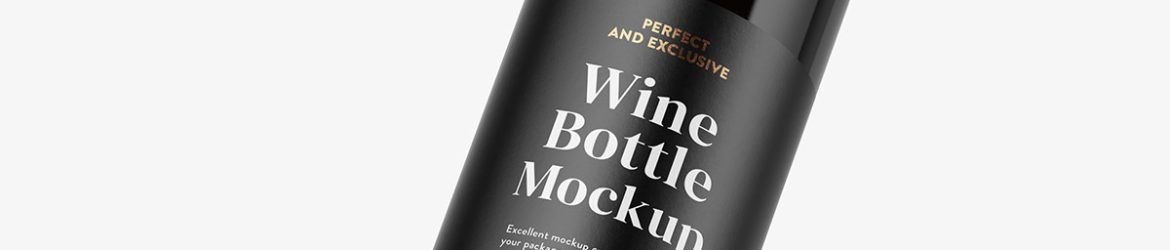 Flying wine bottle mockup Flying wine bottle mockup