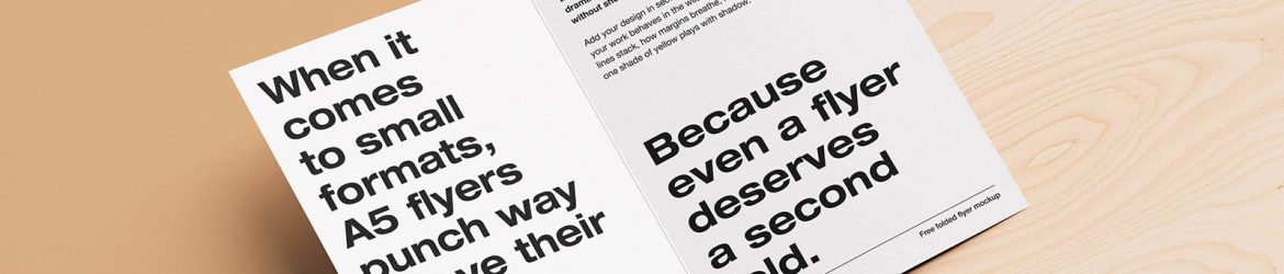 Folded A5 flyer on natural background mockup - Instant Download