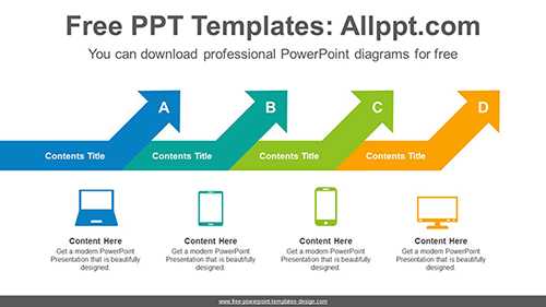 Folded Rising Arrows PowerPoint Diagram