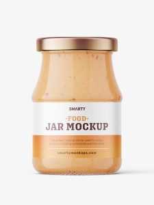Food sauce jar mockup