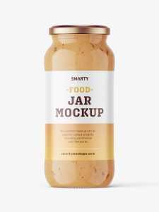 Food sauce jar mockup
