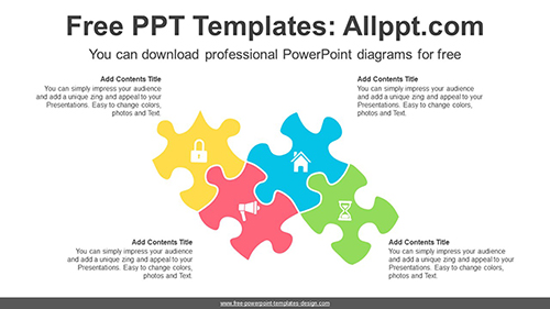 Four Colorful Puzzles PowerPoint Diagram