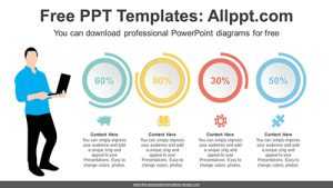 Four Doughnut Charts Diagram Template