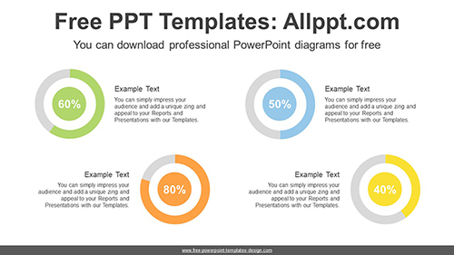 Four Doughnut Charts PowerPoint Diagram