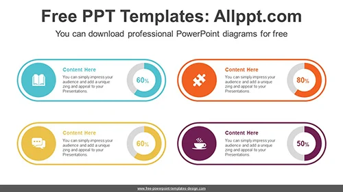 Four Doughnut Charts PPT Diagram