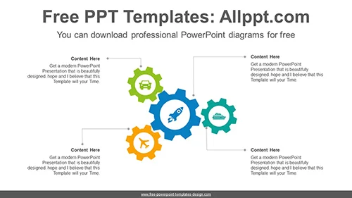 Four gears PowerPoint Diagram Template