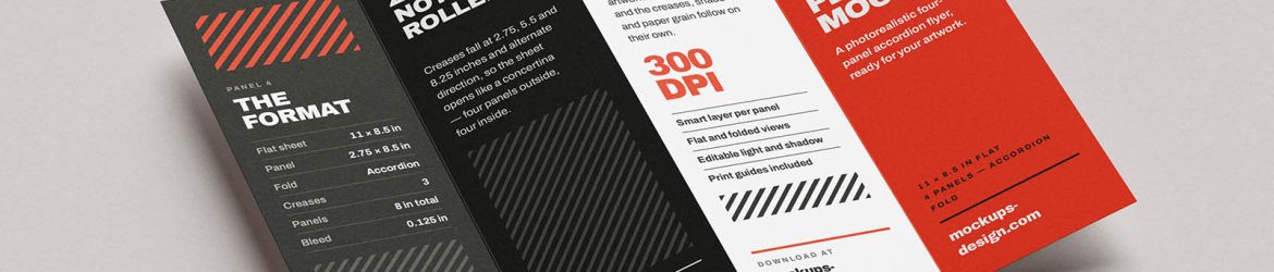 Four-panel accordion fold flyer mockup - Instant Download