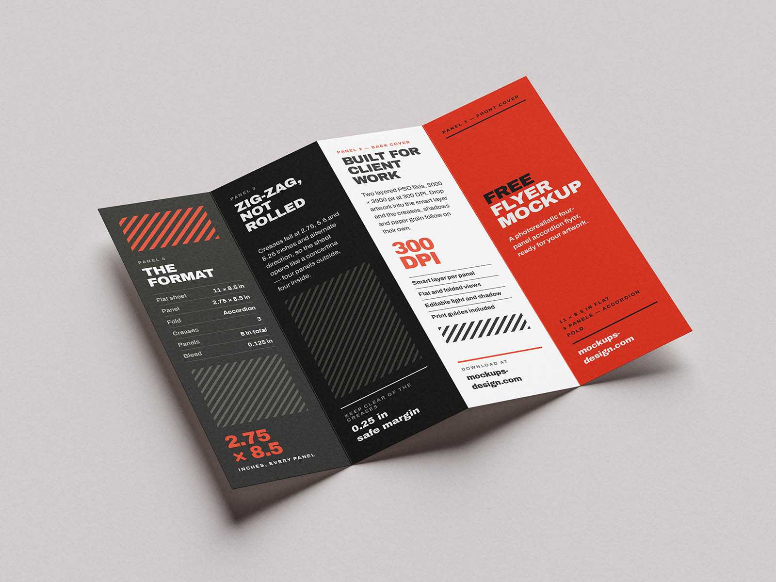 Four-panel accordion fold flyer mockup - Instant Download