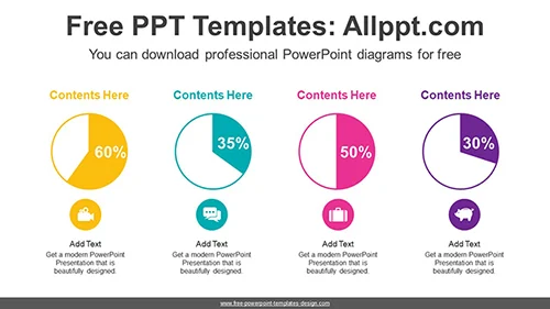 Four pie chart Diagram Template