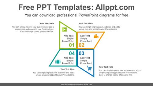 Four Pinwheel Wing PowerPoint Diagram