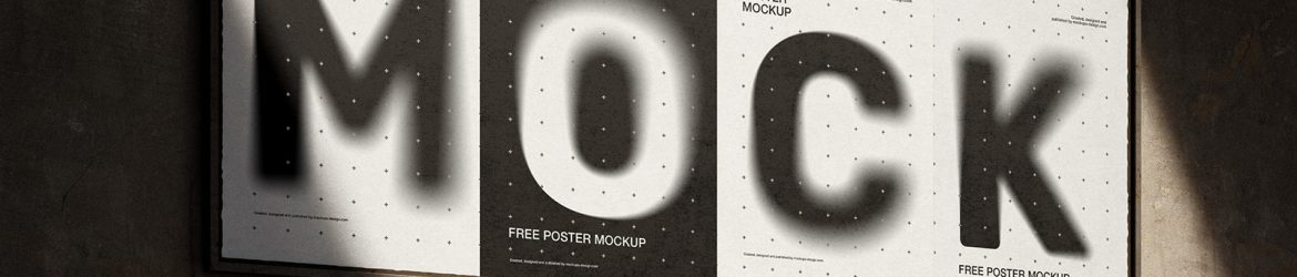 Four posters in metal frame mockup - Instant Download