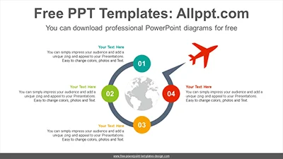 Four radial circle PowerPoint Diagram Template
