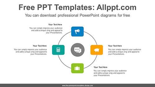 Four radial square PowerPoint Diagram Template