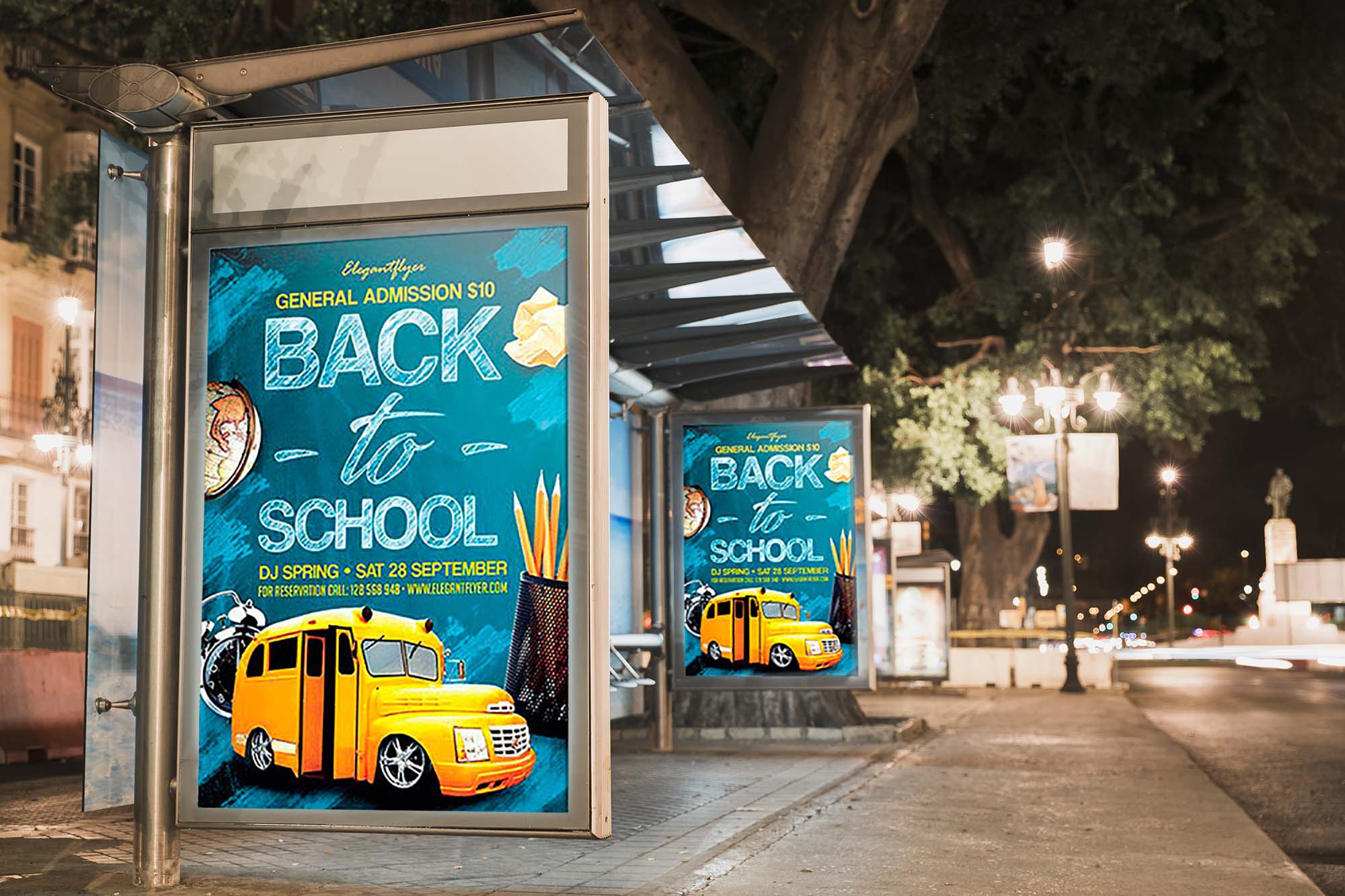 Free 2 Bus Stop Billboards Mockup (PSD)