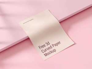 Free 3D Curved Paper Mockup (PSD)