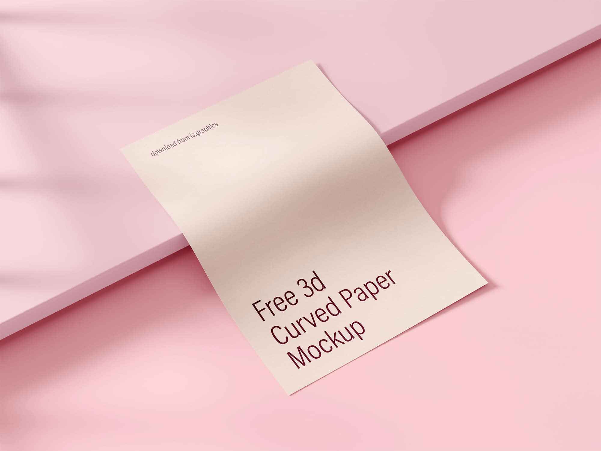 Free 3D Curved Paper Mockup (PSD)
