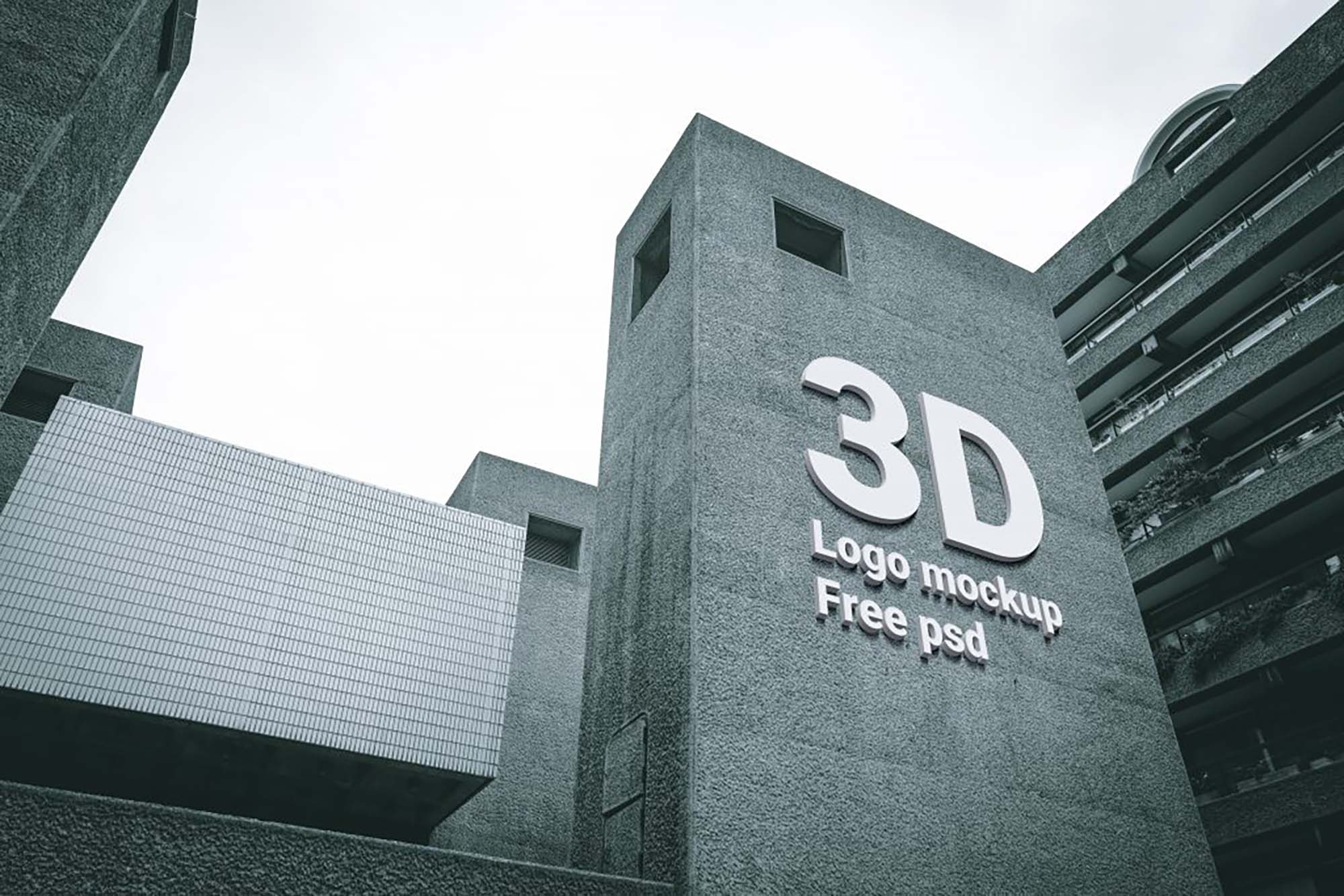 Free 3D Logo on Building Mockup (PSD)