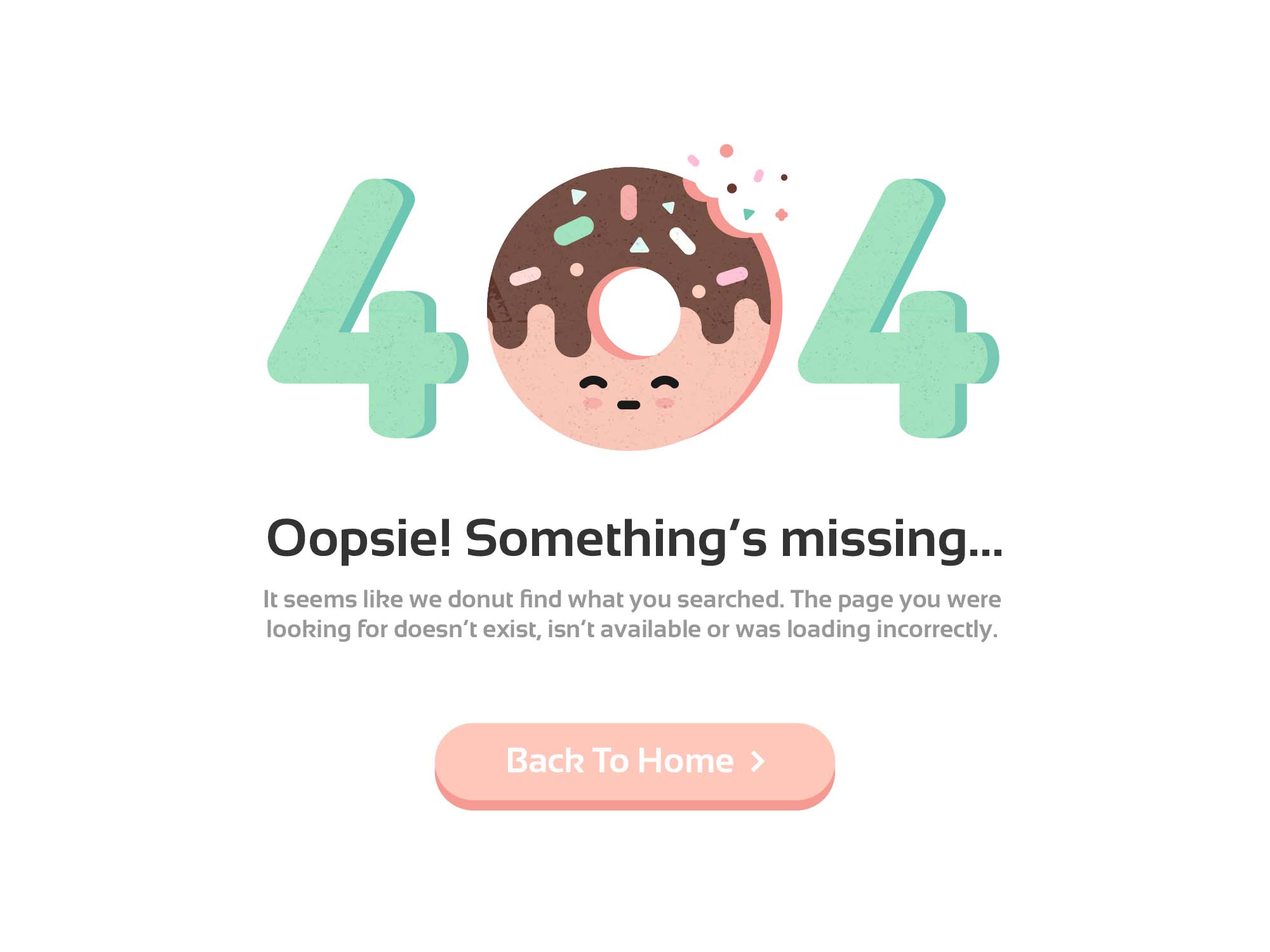 Free 404 Error Page Donut Template (Ai)
