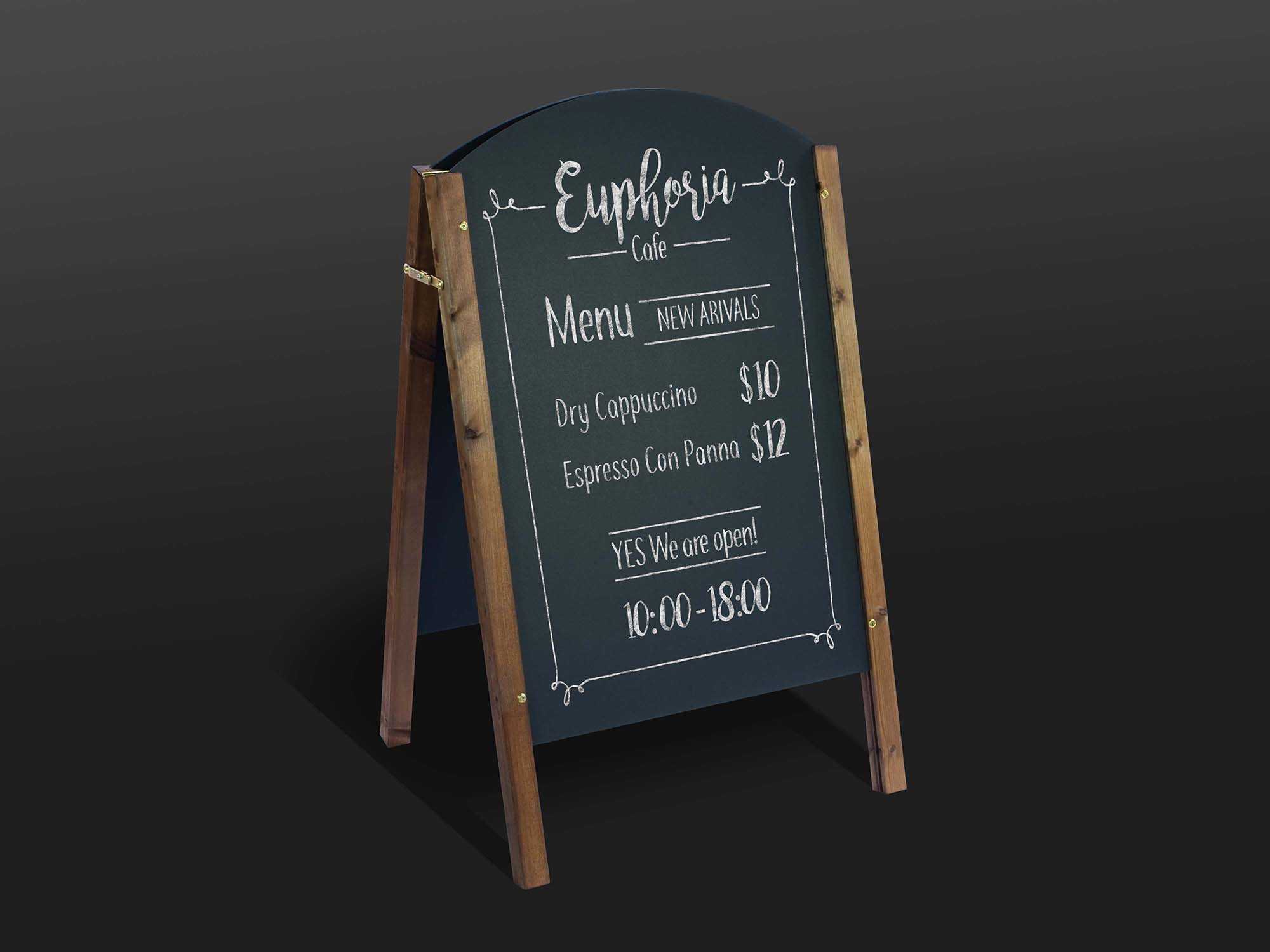 Free A-Frame Chalkboard Restaurant Menu Mockup (PSD)