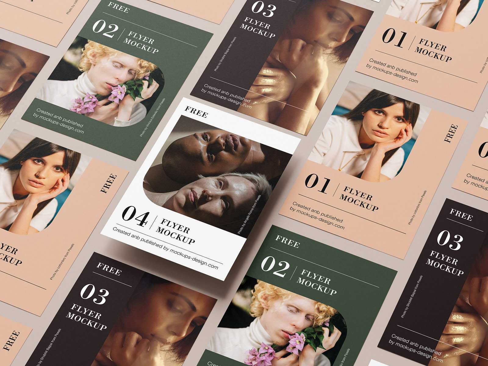 Free A4 flyers grid mockup - Instant Download
