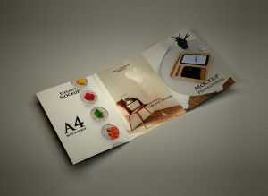 Free A4 Perspective Trifold Brochure Mockup (PSD)