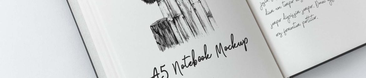 Free A5 Hardcover Notebook Mockup (PSD)