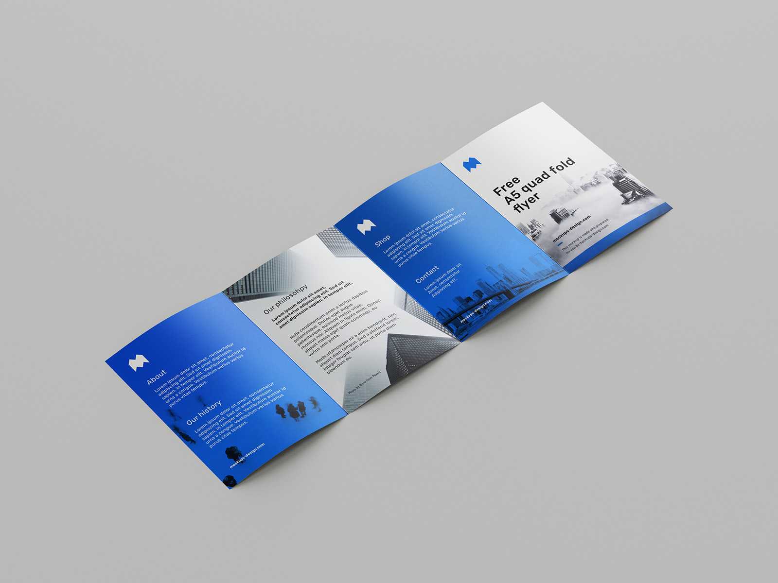 Free A5 quad fold flyer mockup