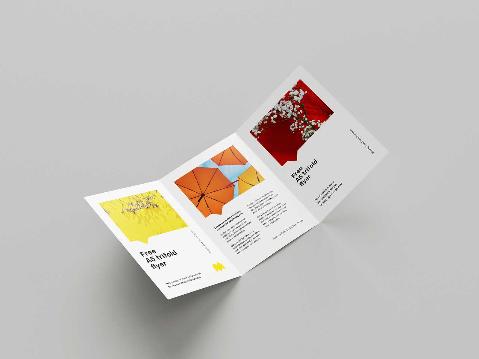 Free A5 trifold flyer mockup