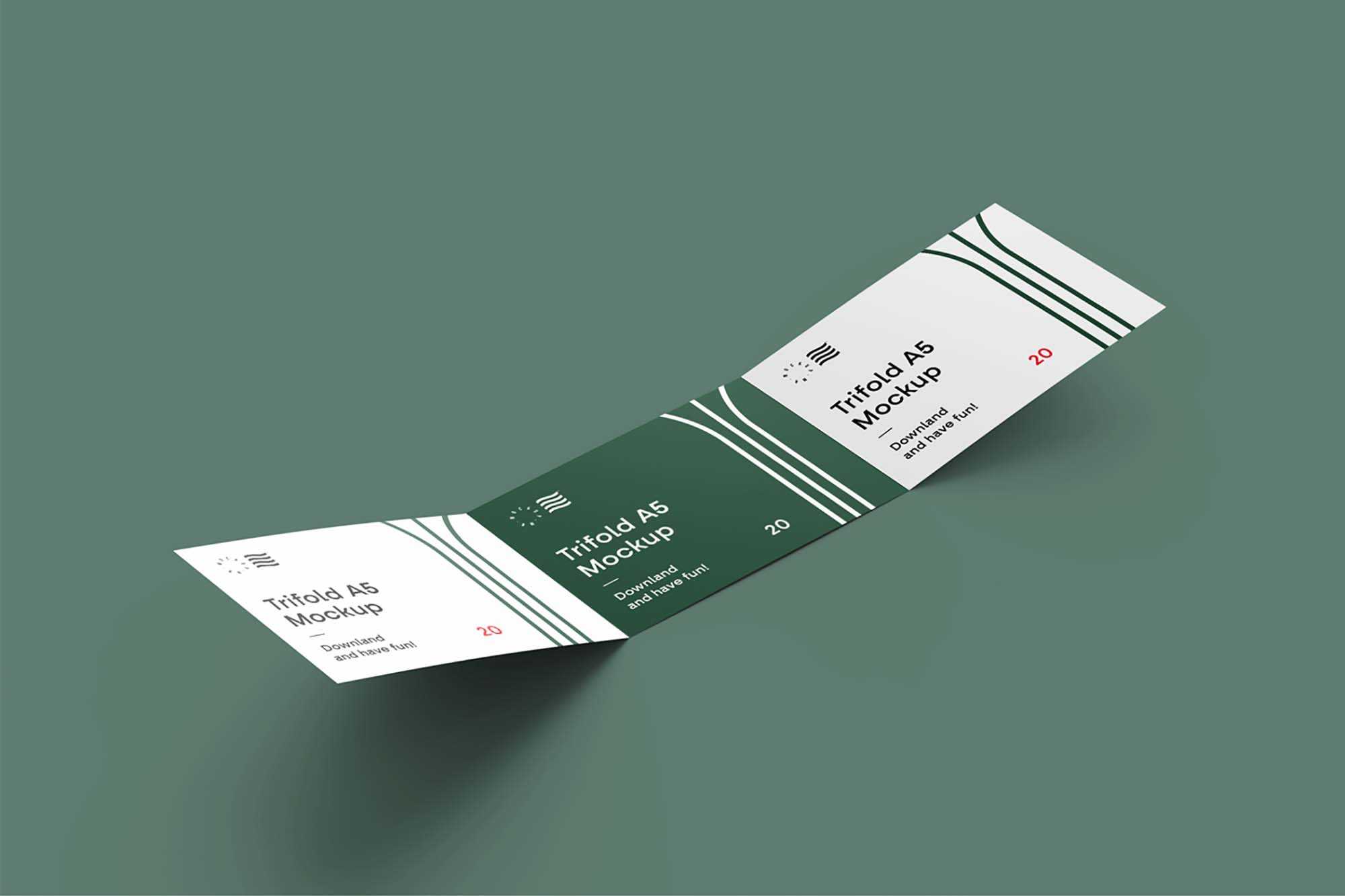 Free A5 Trifold Landscape Brochure Mockup (PSD)