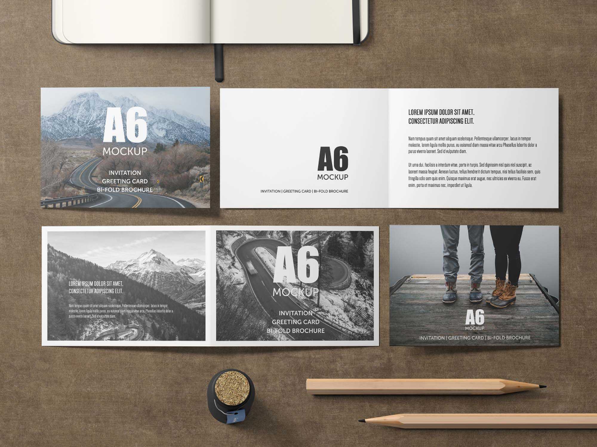 Free A6 Bifold Invitation Card Mockup