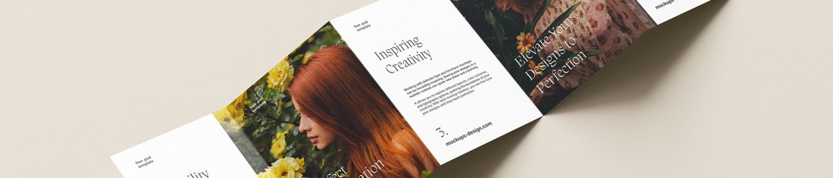 Free A6 five fold flyer mockup