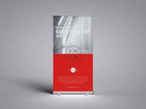Free Advertising Banner Roll-up Mockup (PSD)