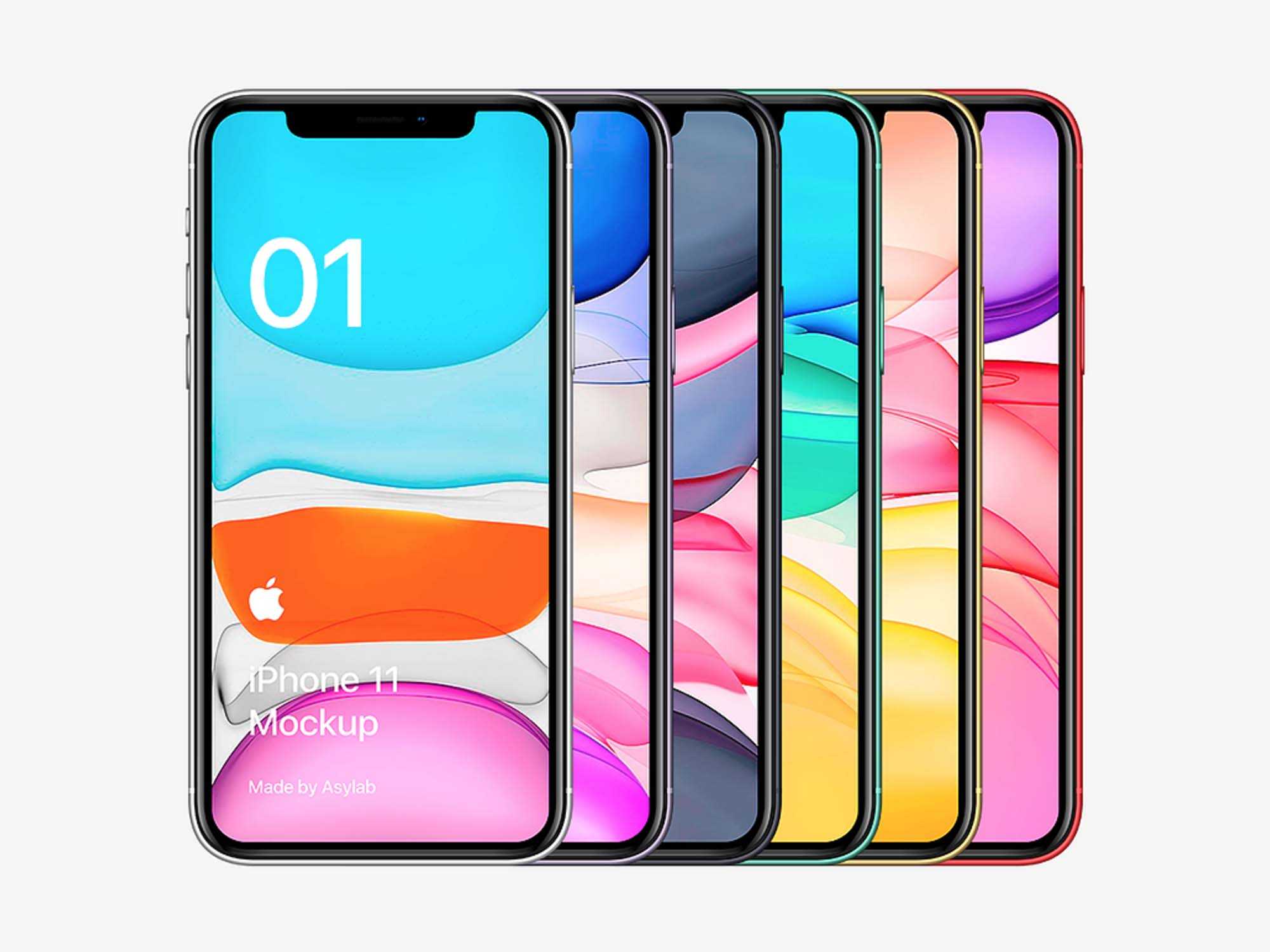 Free All Colors iPhone 11 Mockup (PSD)