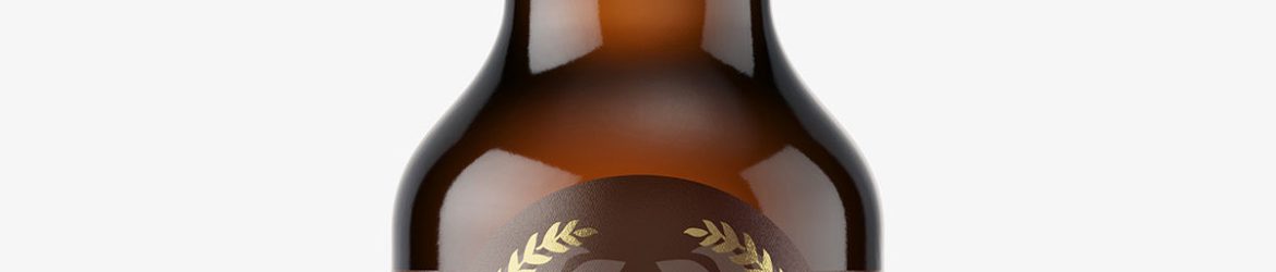 Free amber beer bottle mockup