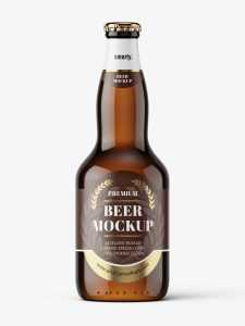 Free amber beer bottle mockup