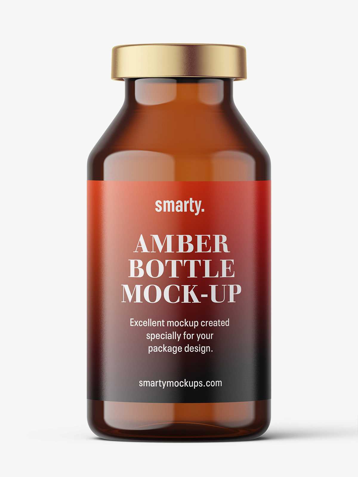 Free amber bottle with crimp seal mockup / 20ml