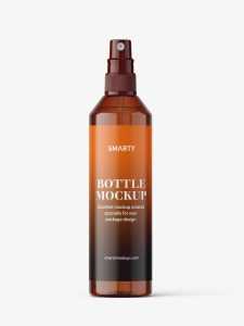 Free amber spray bottle mockup