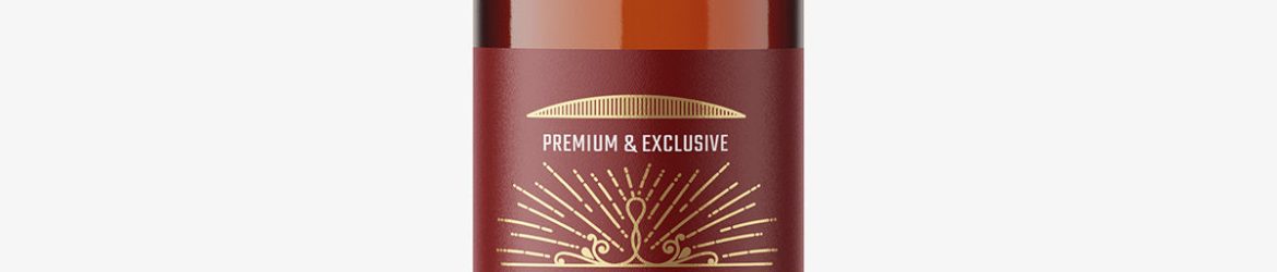 Free amber vodka bottle mockup