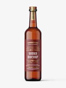 Free amber vodka bottle mockup