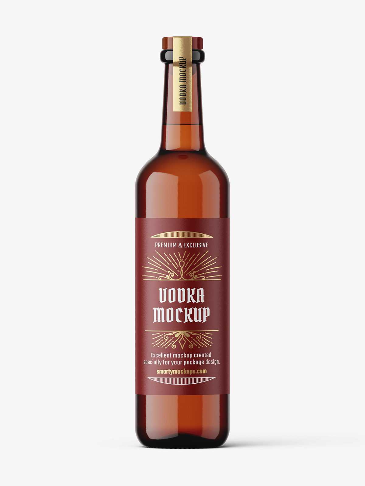 Free amber vodka bottle mockup