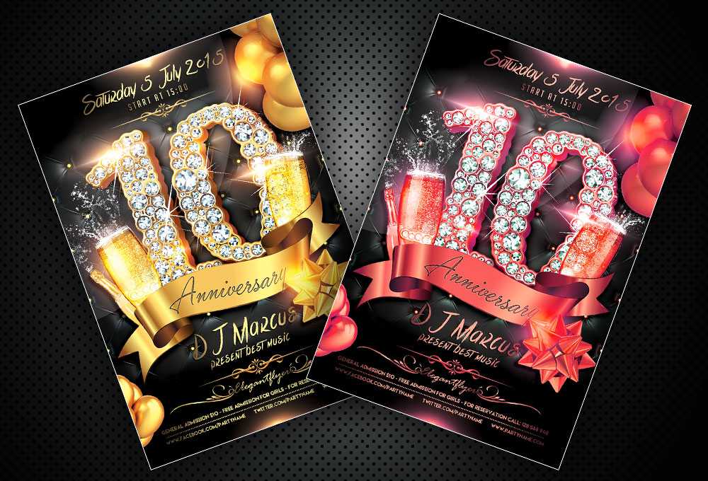 Free Anniversary Flyer PSD Template And Facebook Cover