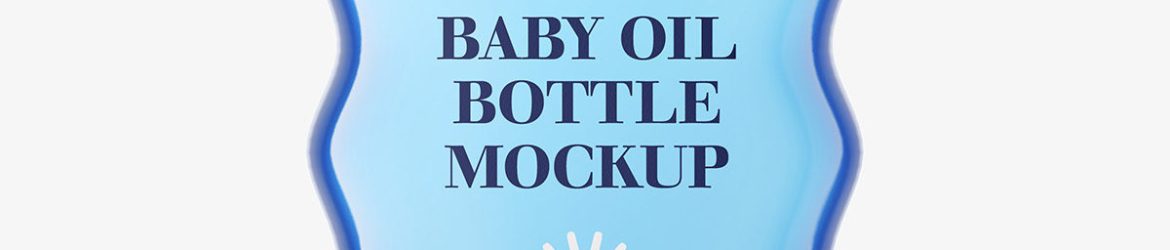 Free baby oil bottle mockup / blue